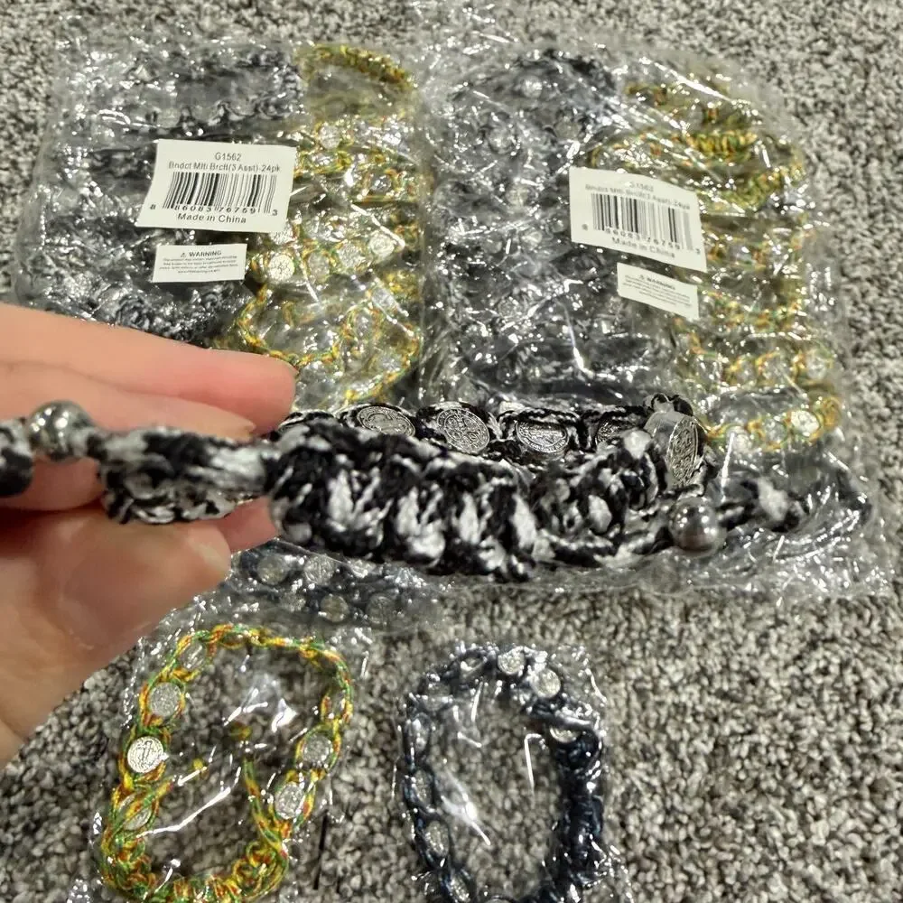 Wholesale Lot of 48, Rope Adjustable Benedict Catholic Religious Bracelets